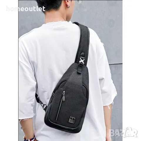 Текстилна мъжка чанта в черно X000WJ7AVJ, снимка 2 - Чанти - 49301813