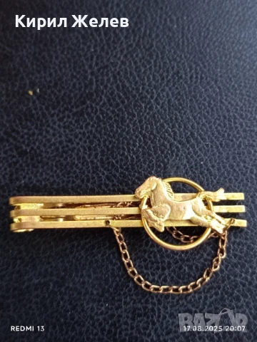 Позлатена стилна щипка за вратовръзка ретро стил 30850