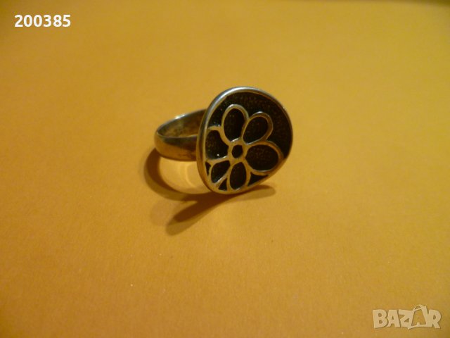 Марков сребърен пръстен с цвете, снимка 3 - Пръстени - 44446781