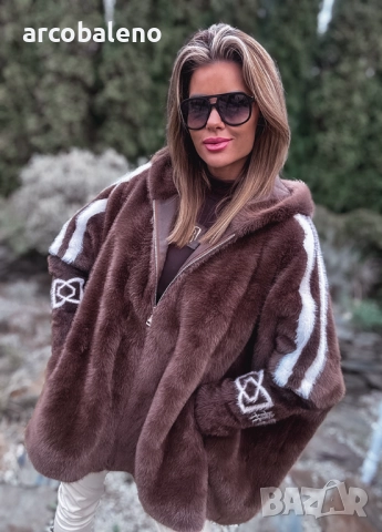 Шоколадово дамско кожено яке от премиум вълна с ангора, снимка 6 - Якета - 52668989