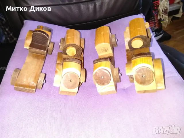 Дървена кола винтидж за украса 195х65мм и Н-73мм-4 броя, снимка 2 - Колекции - 47358161