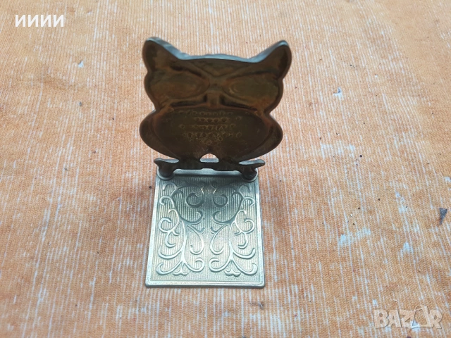 Бронзова пластика статуетка сова поставка, снимка 3 - Антикварни и старинни предмети - 53400945