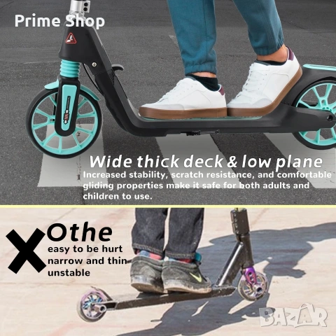 Сгъваема тротинетка за деца и възрастни, двойна спирачка, амортисьор, 20см колела, снимка 2 - Скейтборд, ховърборд, уейвборд - 53753171