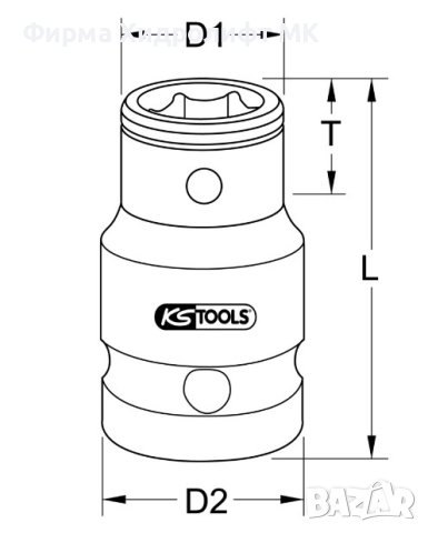 KS TOOLS 911.4312 Адаптор 1/2'' за накрайник 10мм., снимка 3 - Гедорета - 40561225