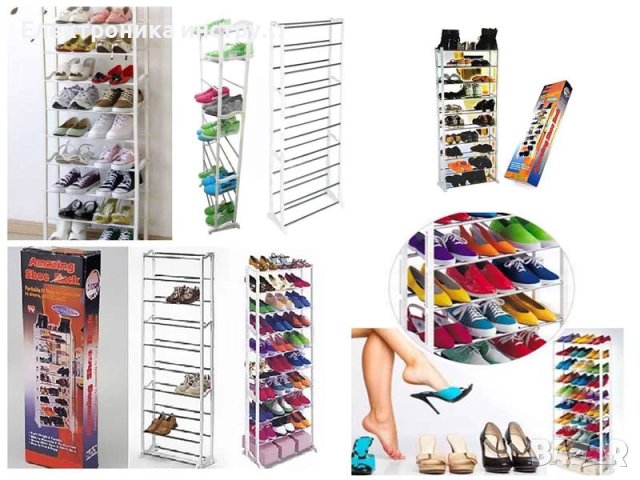 Метална етажерка стелаж за обувки до 30 чифта Amazing Shoe Rack, снимка 3 - Етажерки - 42378649