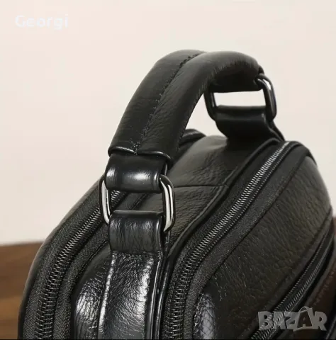Ежедневно/Елегантна, Лятна Мъжка чанта /Черна Луксозна естествена кожа!, снимка 16 - Чанти - 49306517