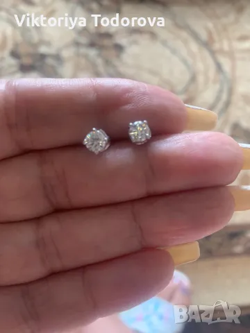 Нови обеци  сребро с 1карат диаманти-СПЕЦИАЛНА ОФЕРТА-НА ЦЕНАТА НА 0,50К, снимка 4 - Обеци - 48810357