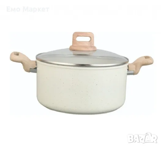 Тенджера Voltz Nice, Кован алуминий, Мраморно покр., Индукция, Кремав меланж, снимка 3 - Съдове за готвене - 50176680