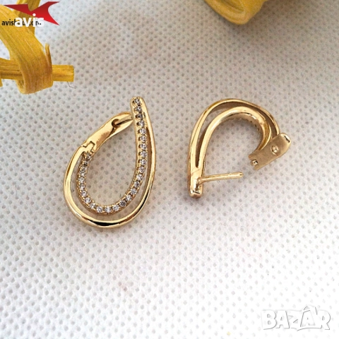 Обеци с 14К златно покритие 2141837, снимка 3 - Обеци - 52730355