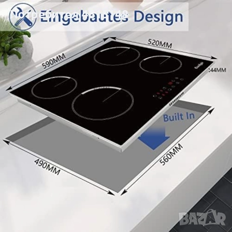 Cooksir CSC-D46001-BB – Стъклокерамичен плот за вграждане с 4 зони, 9 нива на мощност, снимка 7 - Други - 51998585