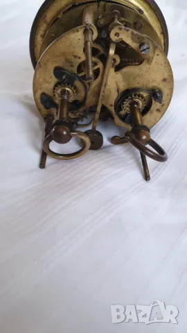 Френски античен месингов будилник от 19-ти век, снимка 2 - Антикварни и старинни предмети - 48113945