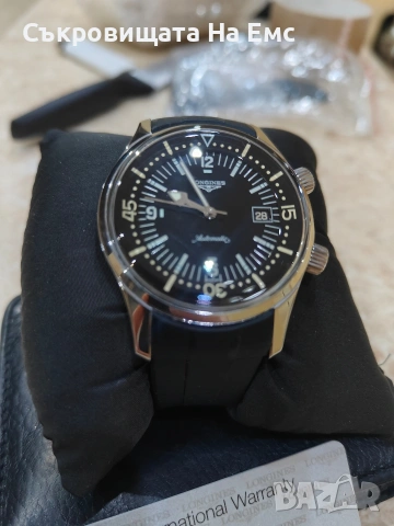 Longines Heritage Legend Diver Black Dial Rubber 42 mm Men's Watch L3.774.4.50.9, снимка 3 - Смарт часовници - 53262854