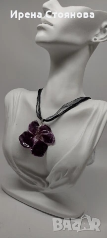 Колие с естествен цвят на Налба. Дължината е максимално 23 см, цвета е с размери 5,5/5 см. , снимка 15 - Колиета, медальони, синджири - 51090496