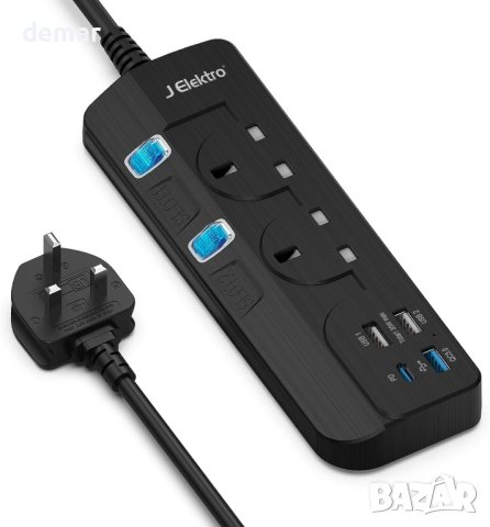 Удължителен кабел с USB слотове, 2 изхода, 4 USB(PD+QC3.0) – 3 м