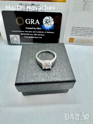 Сребърен пръстен с мойсанит (Диамант) 2 карата, снимка 8 - Пръстени - 53076774