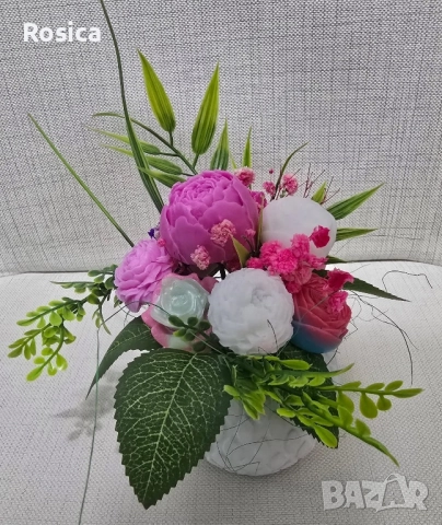 Сапунени цветя, снимка 7 - Ръчно изработени сувенири - 51540288