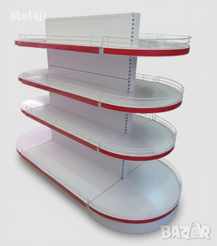 ПРОМО! Двустранен островен стелаж с овални рафтове, снимка 12 - Стелажи и щандове - 49450804