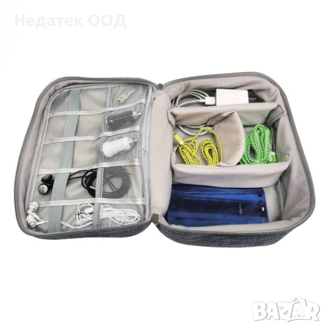 Несесер, За съхранение на електроника при пътуване, Сив, 24,5x18,5x10 см, снимка 3 - Други стоки за дома - 41664810