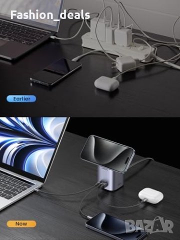 Ново UGREEN 100W USB C зарядно устройство с MagSafe безжична станция Айфон iPhone Лаптоп, снимка 11 - Друга електроника - 42322339