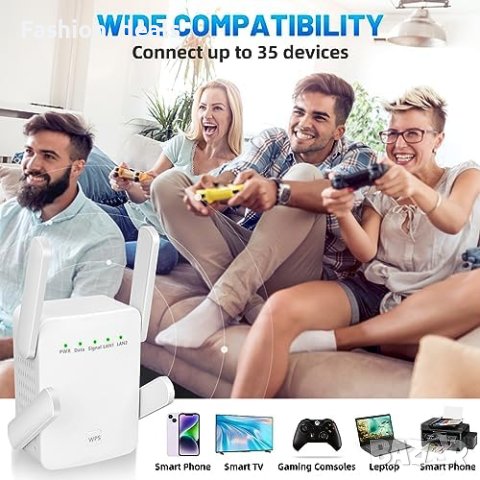 Нов Усилвател за WiFi 1200Mbps до 300 кв.метра двулентова антена дом интернет, снимка 3 - Друга електроника - 42489978