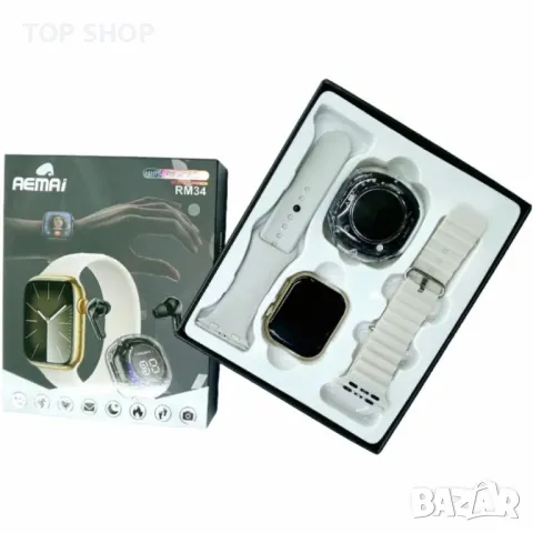 Смарт часовник с AMOLED дисплей и безжични слушалки, RM34, снимка 2 - Смарт часовници - 49204995