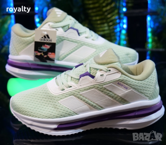 Дамски Маратонки Adidas Ures - Цвят - Зелено и Лилаво, снимка 2 - Маратонки - 51642154