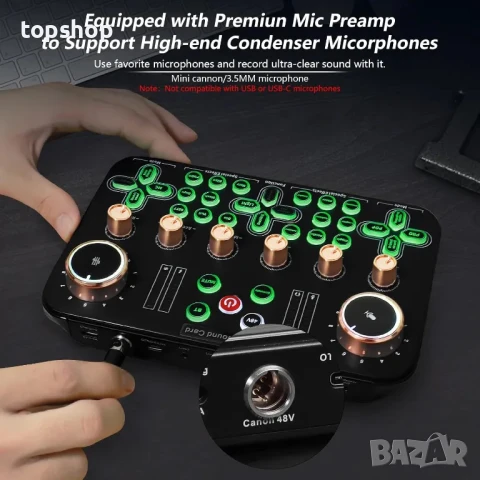 Професионален микрофон + миксер и саунд ефекти ALPOWL BM800TZ за подкасти стрийминг, YouTube TikTok, снимка 4 - Ресийвъри, усилватели, смесителни пултове - 50511273