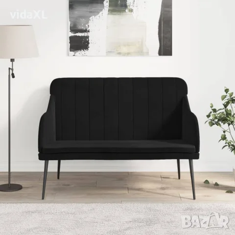 vidaXL Пейка, черна, 110x76x80 см, кадифе, снимка 2 - Дивани и мека мебел - 56147270