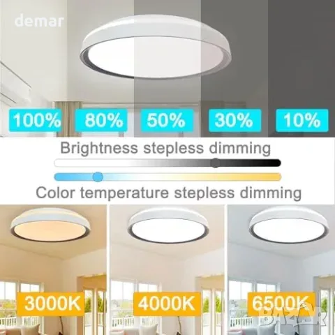 LED плафон 48 W с дистанционно и регулируема светлина, снимка 2 - Лампи за таван - 55807550