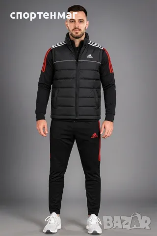 Мъжки анцуг ADIDAS CLASSIC черен / червено, снимка 3 - Спортни дрехи, екипи - 46324238
