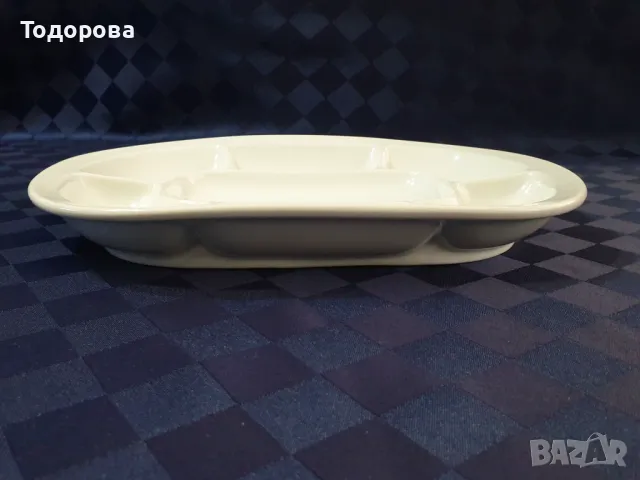 Старинен порцеланов чехски поднос Schlaggenwald   за салати и разядки- 7 гнезда., снимка 3 - Сервизи - 47383605