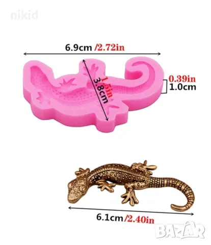 Пълзящ гущер силиконов молд форма декорация торта мъфини украса, снимка 2 - Форми - 22714720