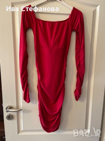Елегантна нова червена парти коктейлна набрана еластична официална рокля секси , снимка 2 - Рокли - 42388417
