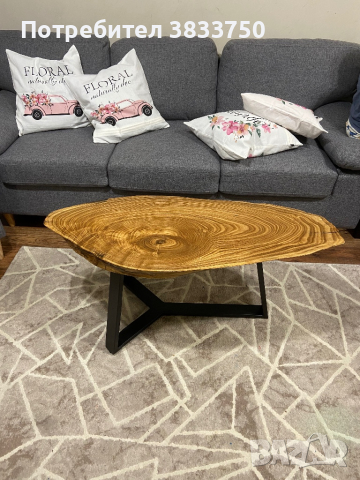 Помощна/холна кафе масичка кръгла елипсовидна масив епоксидна смола, снимка 3 - Маси - 43078637