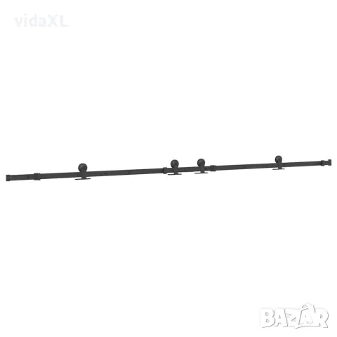 vidaXL Комплект механизъм за плъзгаща врата, 305 см, стомана, черен