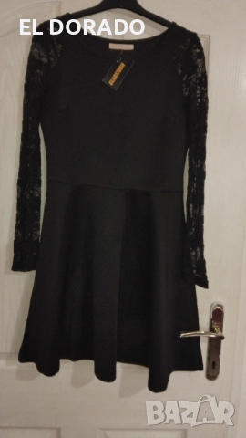 Нова Стилна рокля с дантелени  ръкави , снимка 2 - Рокли - 52670565