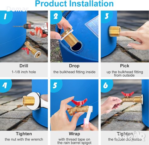 Комплект конектори и кран, месингови водни задници за варели с 2 тръби, снимка 4 - Други - 41573527