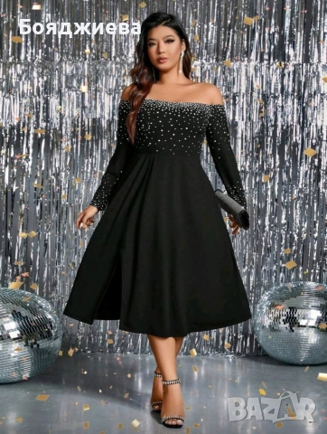 Черна рокля с цепка, ХЛ