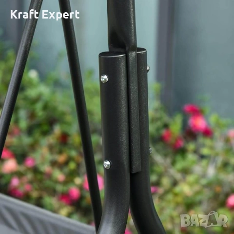 Градинска люлка със сенник – метална конструкция, 170×110×153 см, черна, снимка 8 - Градински мебели, декорация  - 53699251