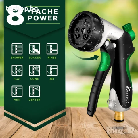 Градински маркуч TRESKO, черен, 22,5 м, първокласен, гъвкав и разширяем, снимка 2 - Напояване - 51423955