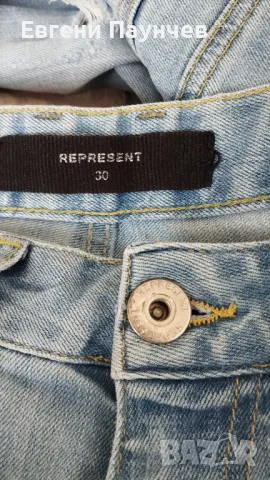 Represent мъжки skinny накъсани дънки размер 30сини , снимка 4 - Дънки - 49659025