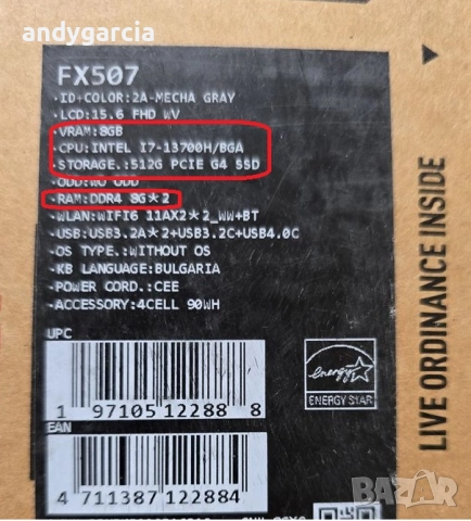  Core i7-13700H/NVidia RTX 4060 8GB/16GB RAM/512GB SSD/15.6 IPS FHD 144hz/ASUS TUF Gaming F15 , снимка 3 - Лаптопи за игри - 52512494
