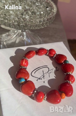 Ръчно изработена гривна от керамични мъниста, снимка 9 - Гривни - 53712028