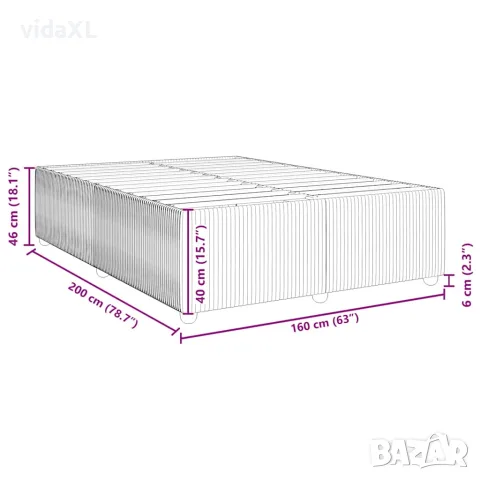 vidaXL Рамка за легло без матрак, светлосива, 160x200 см, кадифе, снимка 9 - Спални и легла - 56146950