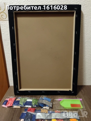 Диамантен гоблен Ваза с цветя върху опънато черно кадифено платно., снимка 6 - Гоблени - 49263890