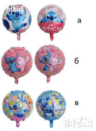 Лило и Стич stitch двустранен кръгъл фолио фолиев балон хелий или въздух парти рожден ден, снимка 2 - Други - 41588488