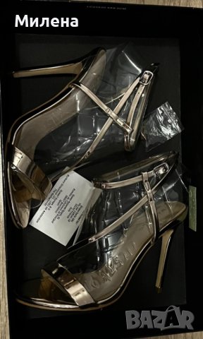Marciano by Guess златисти сандали на ток, снимка 5 - Дамски елегантни обувки - 41637337