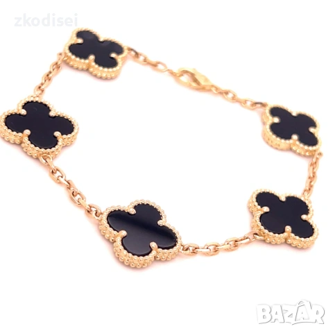 Златна дамска гривна Van Cleef 9,56гр. 18,0см. 14кр. проба:585 модел:37760-3, снимка 2 - Гривни - 53785196