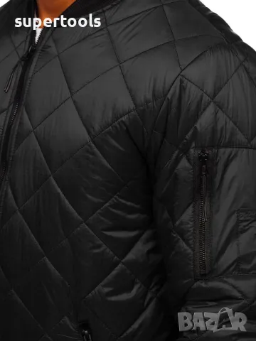 Мъжко черно яке пролет-есен тип бомбър JSAK-51, снимка 6 - Якета - 47268489