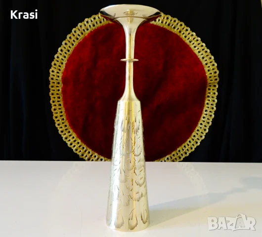 Бронзов бокал за вино 20 см.,200 мл.,гравиран. , снимка 5 - Антикварни и старинни предмети - 50909837